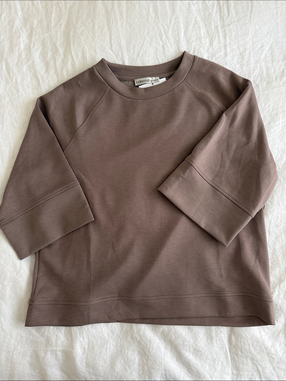Zenana Outfitters Taupe Crewneck Short Sleeve Top
